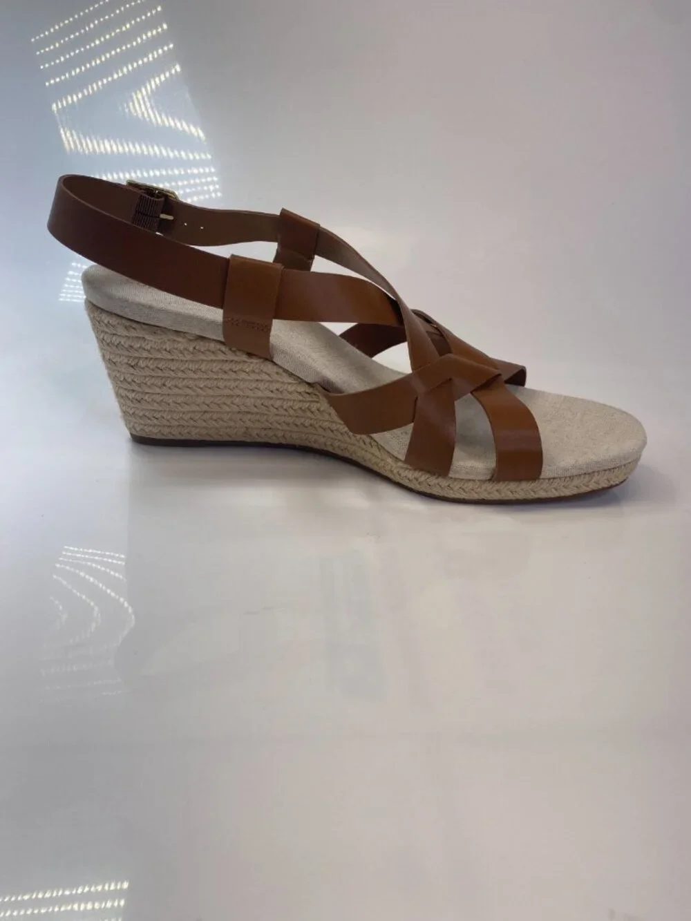 Cole Haan Women's Crystal Brown Espadrille Wedge Sandal 70mm Sz 11